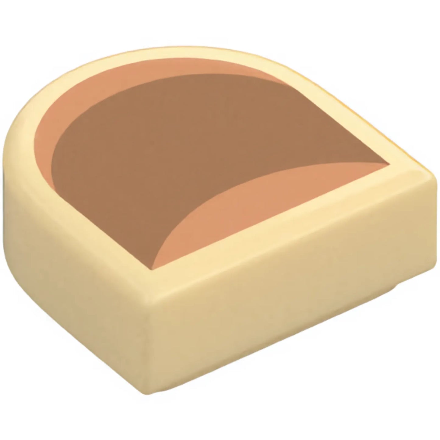 Part 24246pb060 - Tile, Round 1 x 1 Half Circle Extended with Fingernail with Curves, Medium Nougat Nail Bed, Nougat Edge and Lunula Pattern