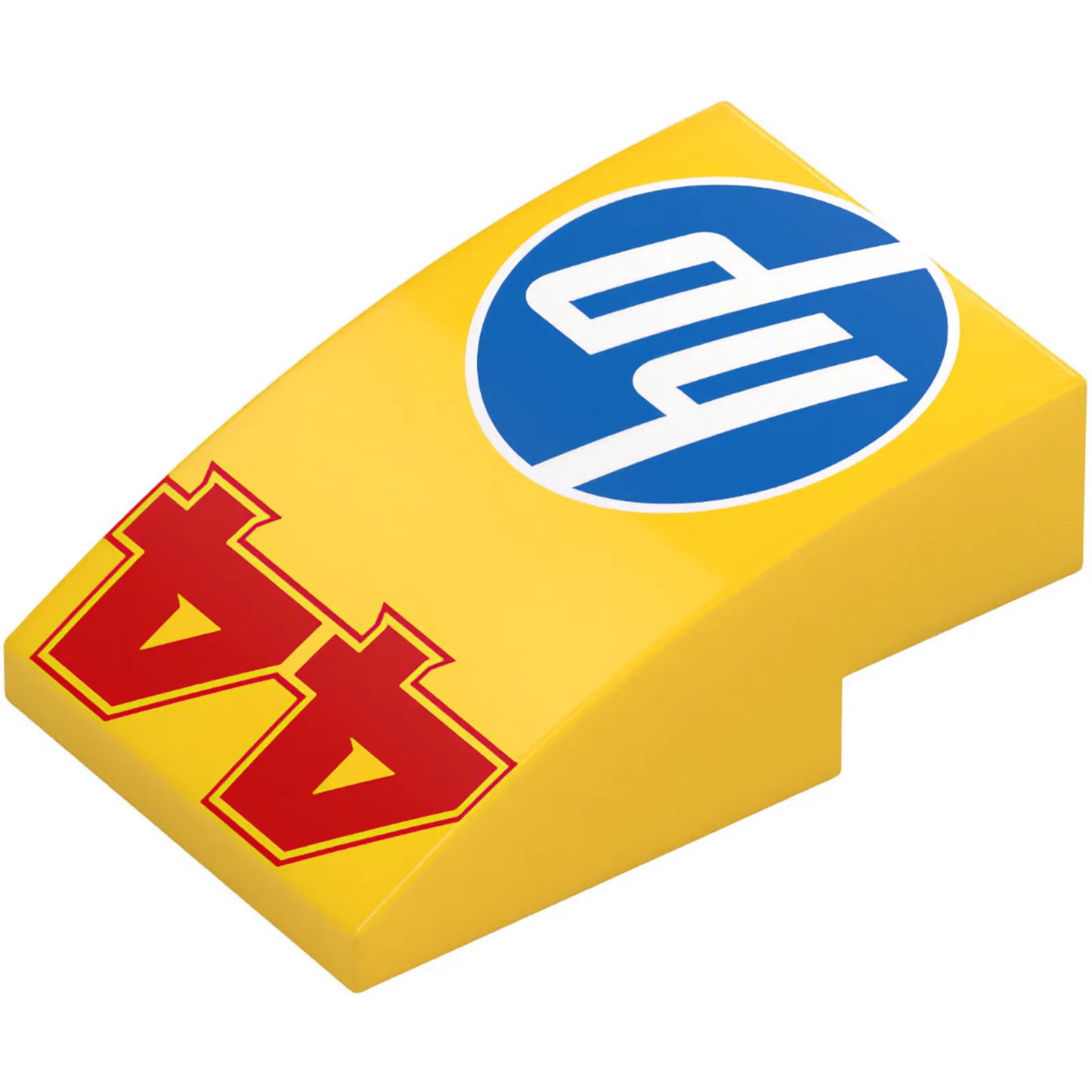 Part 24309pb071 - Slope, Curved 3 x 2 with Red '44' and 'hp' Logo Pattern