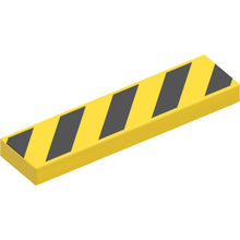 Part 2431pb725 - Tile 1 x 4 with 5 Black Danger Stripes (No Black Corners) Pattern