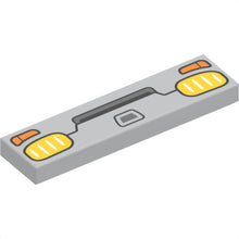 Part 2431pb820 - Tile 1 x 4 with Dark Bluish Gray Vehicle Grille and Yellow and Orange Headlights Pattern