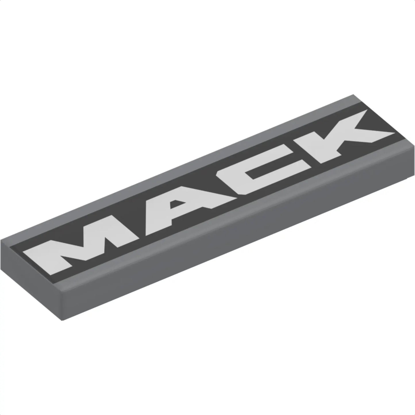 Part 2431pb502 - Tile 1 x 4 with Silver 'MACK' on Black Background Pattern