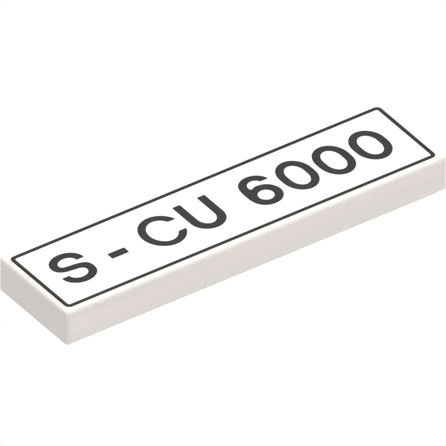 Part 2431pb676 - Tile 1 x 4 with Black 'S - CU 6000' Pattern
