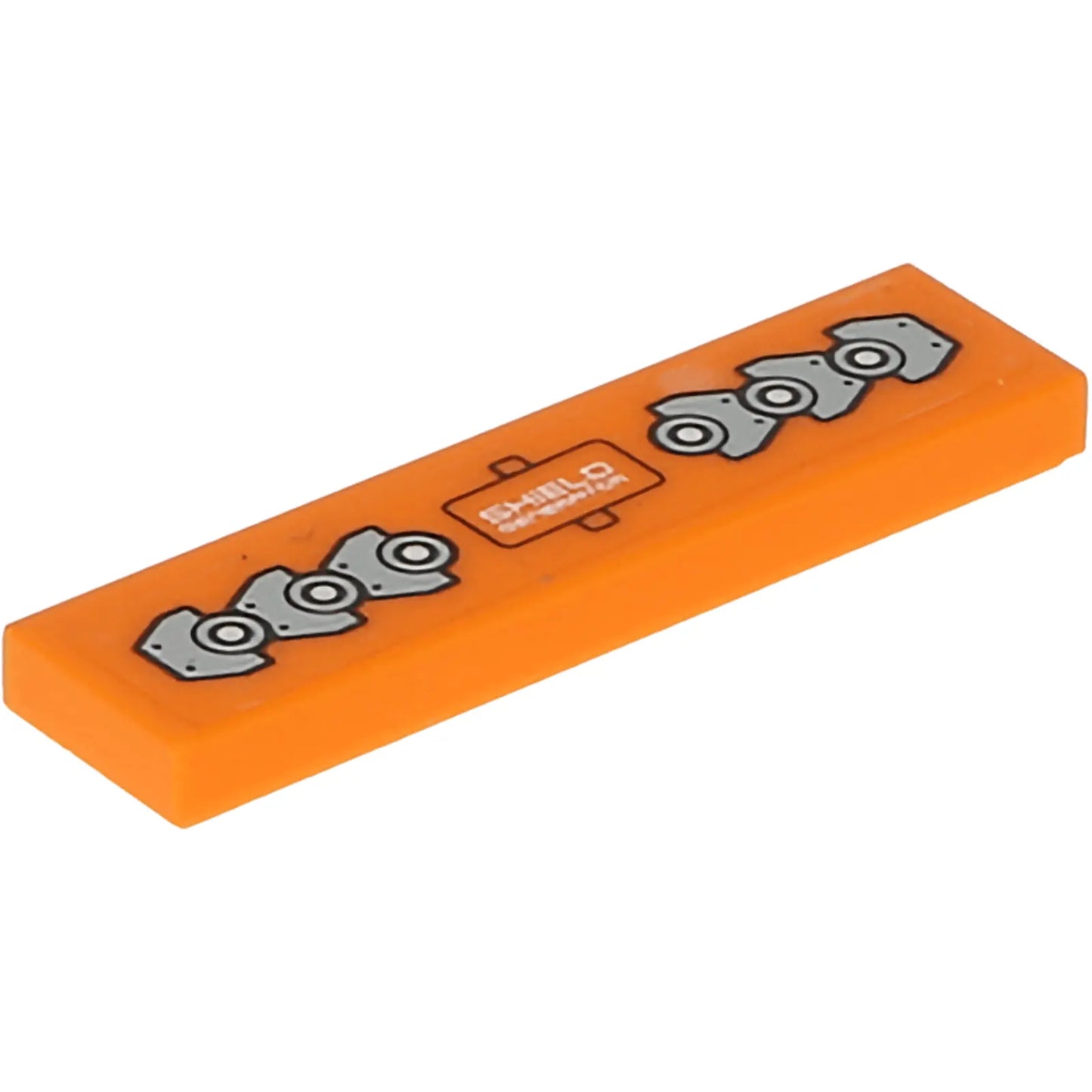Part 2431pb317 - Tile 1 x 4 with Silver Plates, Circles and 'SHIELD GENERATOR' Pattern (Sticker) - Set 70705