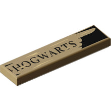 Part 2431pb843 - Tile 1 x 4 with Black 'HOGWARTS' Sign with Tan Wood Grain Pattern