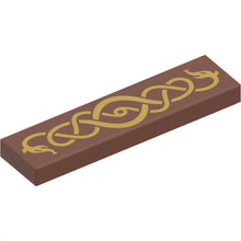 Part 2431pb848 - Tile 1 x 4 with Gold Intertwined Sea Serpent / Snake Pattern