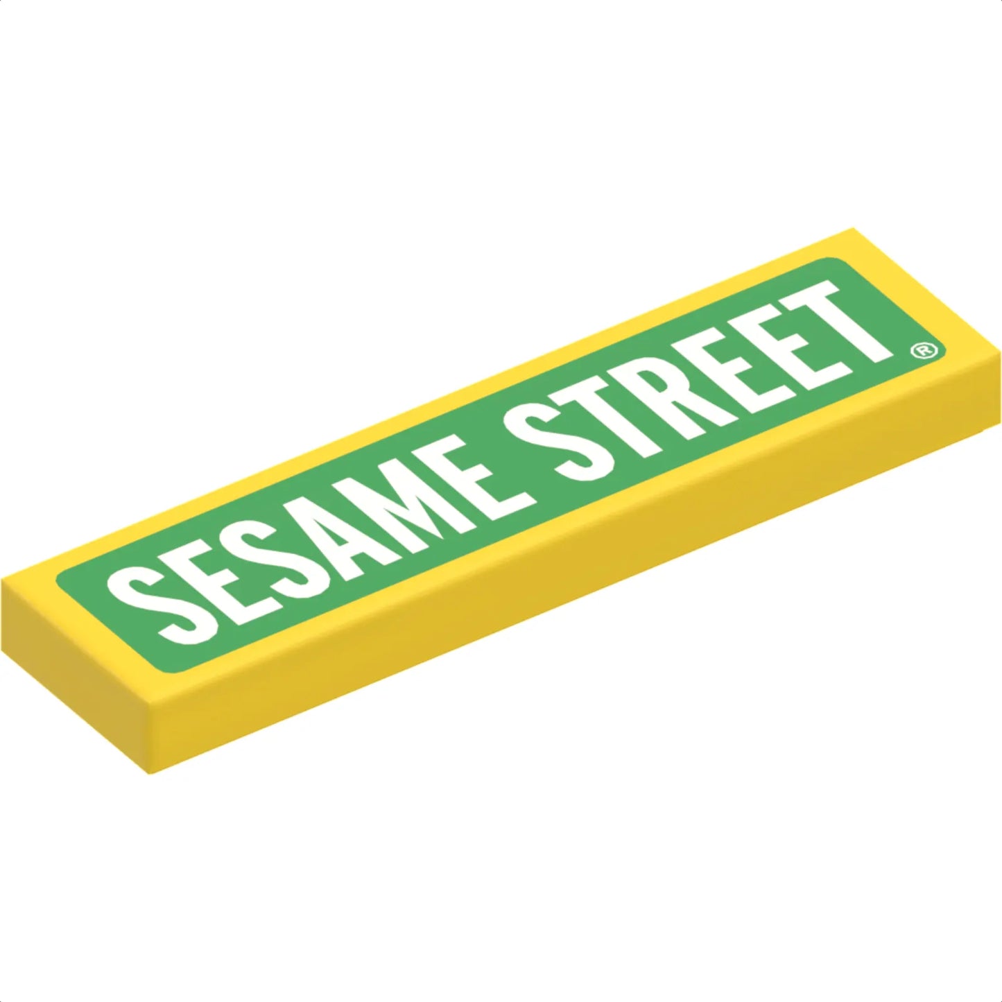 Part 2431pb647 - Tile 1 x 4 with White 'SESAME STREET' on Lime Background Pattern
