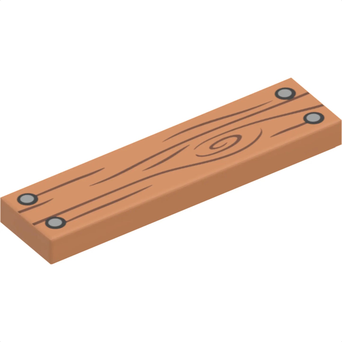 Part 2431pb652 - Tile 1 x 4 with Wood Grain and 4 Silver Nails Pattern
