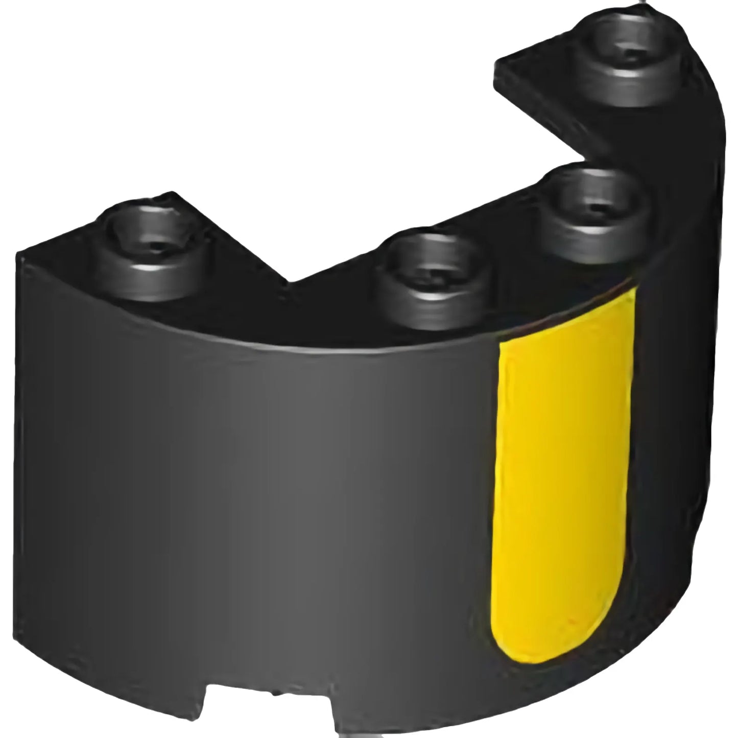 Part 24593pb21 - Cylinder Half 2 x 4 x 2 with 1 x 2 Cutout with Yellow Rectangle with Rounded Lower Edge Pattern