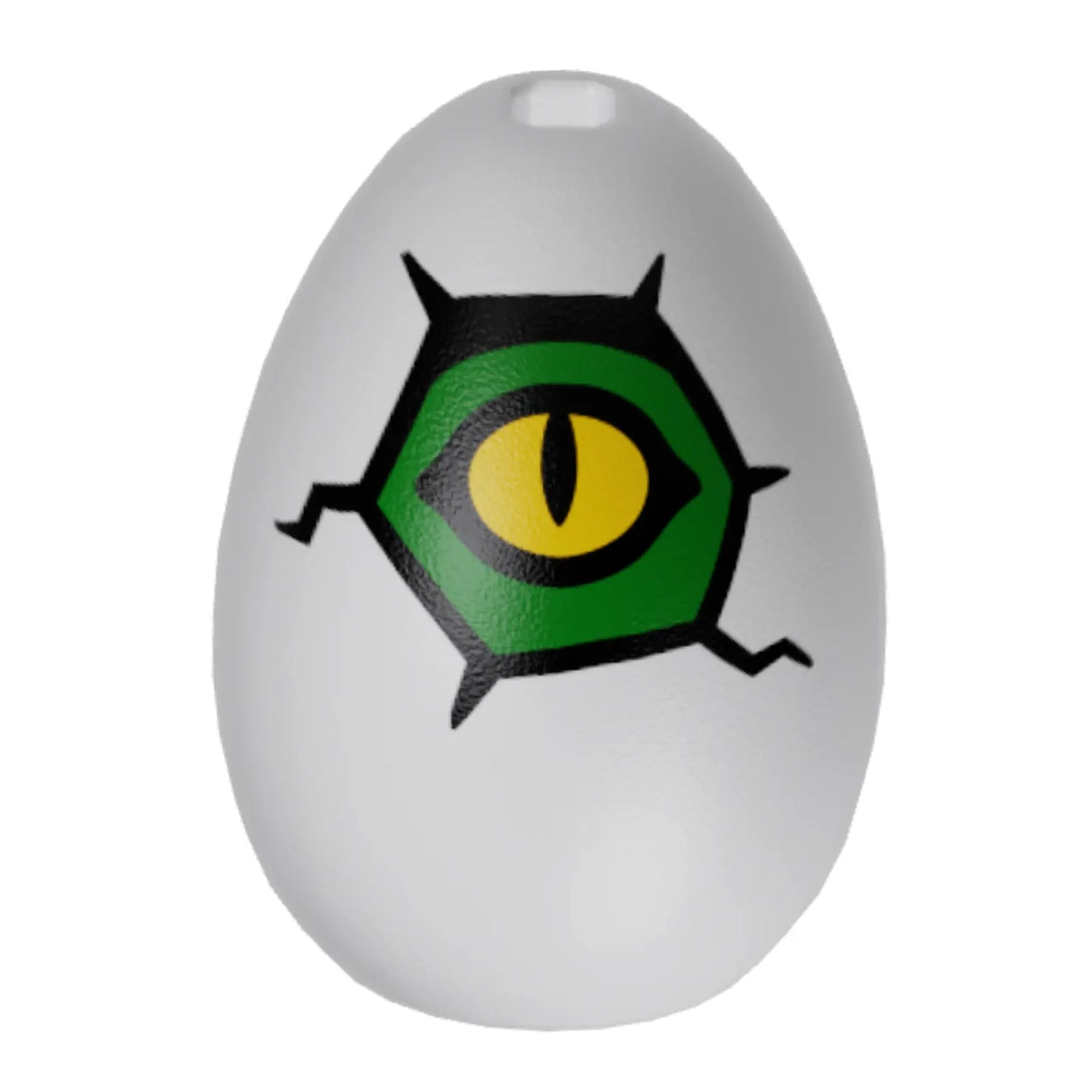 Part 24946pb02 - Egg with Small Pin Hole with Yellow and Green Alligator / Crocodile / Dinosaur Eye and Cracks Pattern