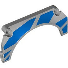 Part 2509pb01L - Technic, Panel Car Mudguard Arched #32 11 x 2 x 5 Straight Top with Blue Racing Stripes Pattern Model Left Side