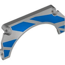 Part 2509pb01R - Technic, Panel Car Mudguard Arched #32 11 x 2 x 5 Straight Top with Blue Racing Stripes Pattern Model Right Side