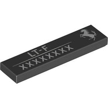 Part 2431pb800 - Tile 1 x 4 with Ferrari Logo White Horse, 'LT-F' and 8-digit Serial Number Pattern