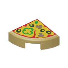 Part 25269pb003 - Tile, Round 1 x 1 Quarter with Pizza Slice with Green Peppers, Mushrooms, and Black Olives Pattern