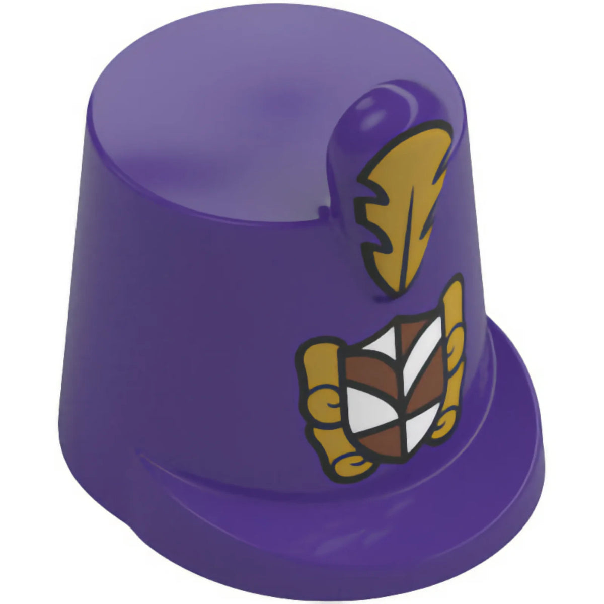 Part 2545pb03 - Minifigure, Headgear Hat, Imperial Guard Shako with Gold Feather Plume and Badge with Copper and White Shield Emblem Pattern