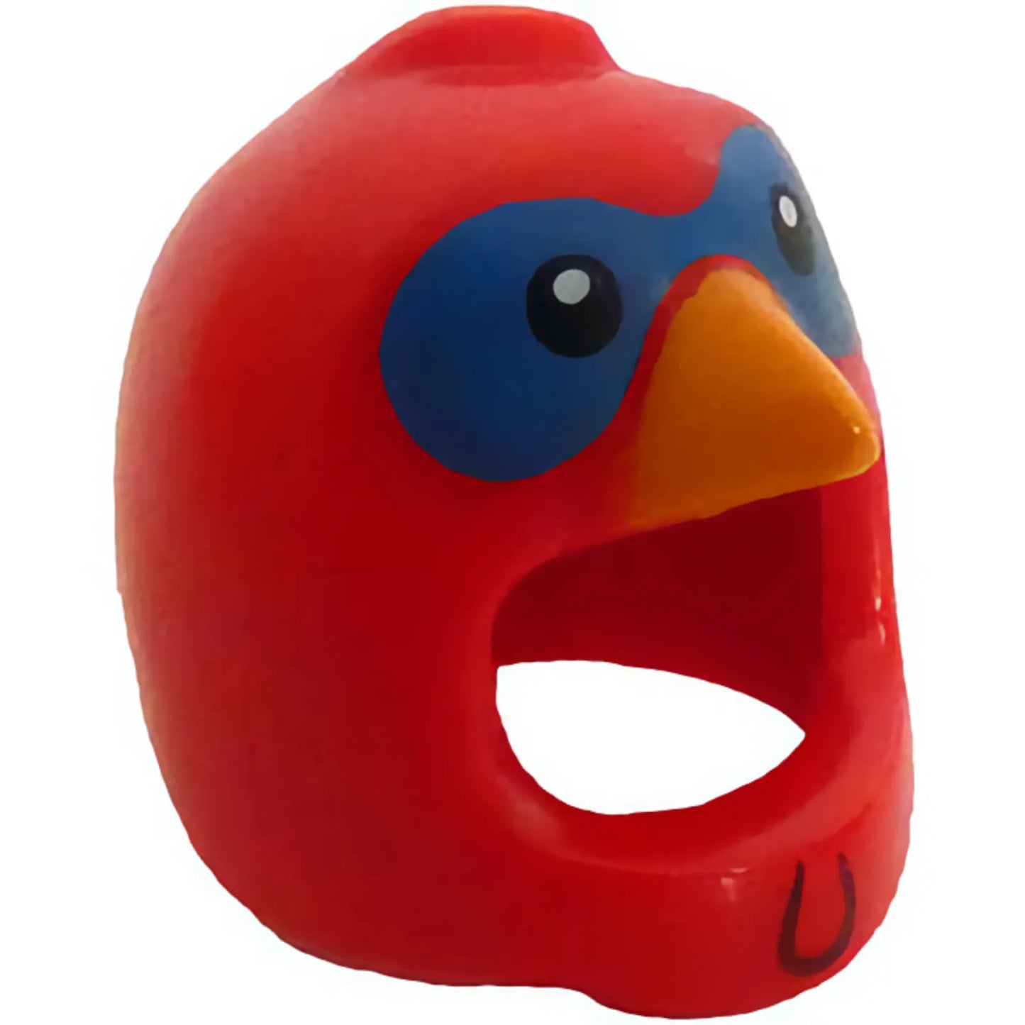 Part 25971pb04 - Minifigure, Headgear Head Cover, Costume Bird with Turkey Black Eyes, Blue Mask, Bright Light Orange Beak, and Wattle Pattern