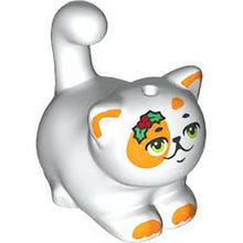 Part 2652pb03 - Cat, Friends, Large, Sitting with Orange Markings, Lime Eyes, Green and Red Holly Pattern (Churro)