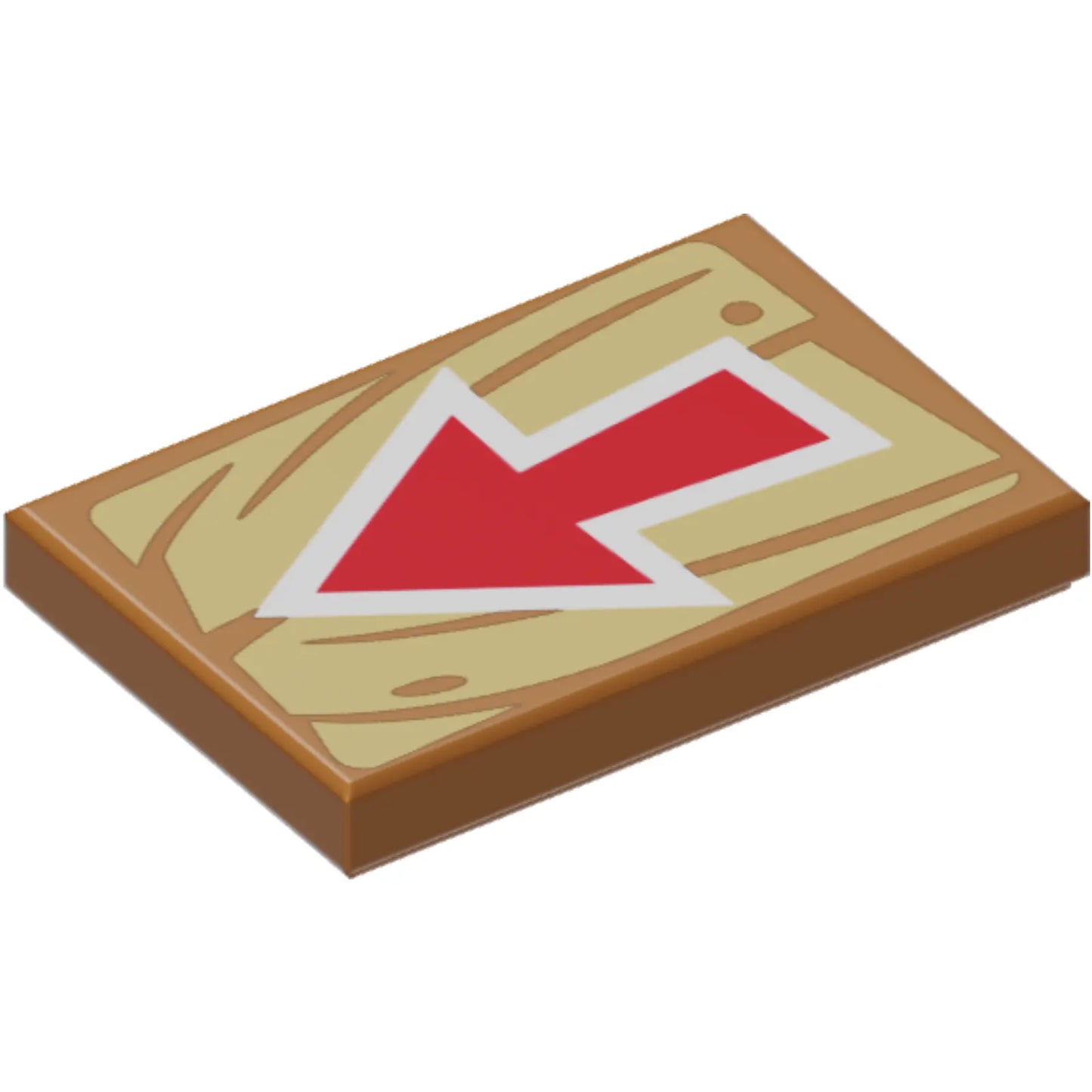Part 26603pb091 - Tile 2 x 3 with Red and White Arrow on Tan Wood Grain Background Pattern