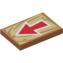 Part 26603pb091 - Tile 2 x 3 with Red and White Arrow on Tan Wood Grain Background Pattern