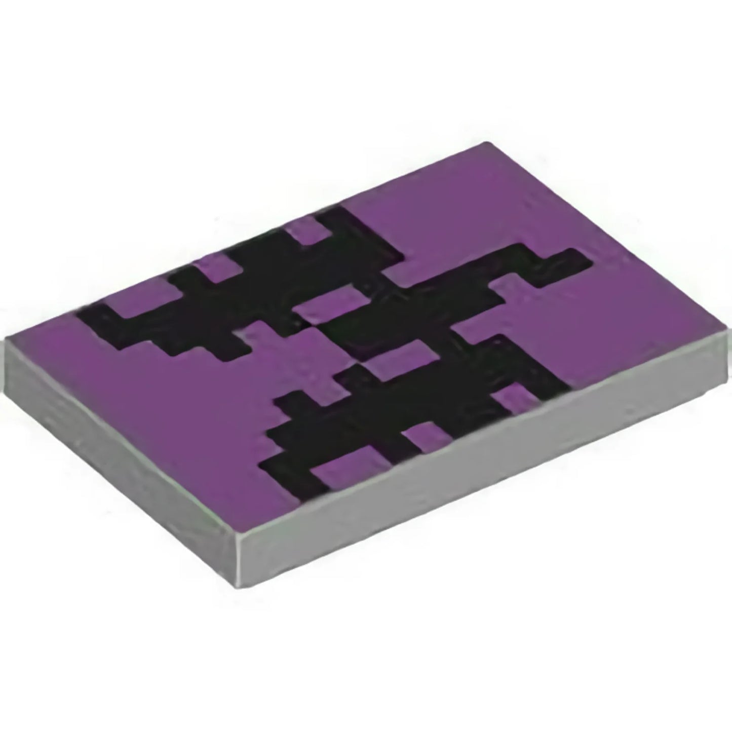Part 26603pb304 - Tile 2 x 3 with Pixelated Black Dragon on Medium Lavender Background Pattern (Minecraft End Warrior Shield)