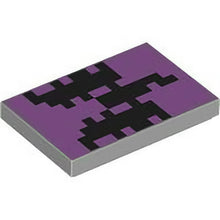Part 26603pb304 - Tile 2 x 3 with Pixelated Black Dragon on Medium Lavender Background Pattern (Minecraft End Warrior Shield)