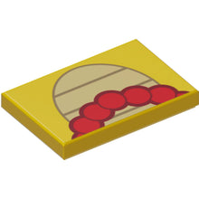 Part 26603pb315 - Tile 2 x 3 with Tan Partial Oval with Dark Tan Lines, Necklace with Large Red Beads Pattern (Super Mario Wendy Stomach)