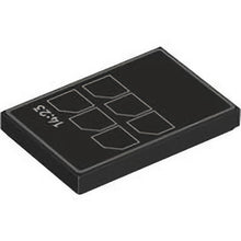 Part 26603pb433 - Tile 2 x 3 with Console with Silver Border, White Menu Icons and '14:23' on Dark Silver Background Pattern
