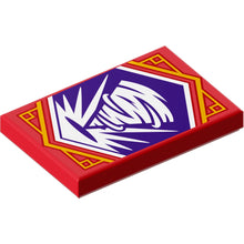 Part 26603pb227 - Tile 2 x 3 with White Tornado Spiral on Dark Purple Background with Gold Trim Pattern (Ninjago Balance Banner)
