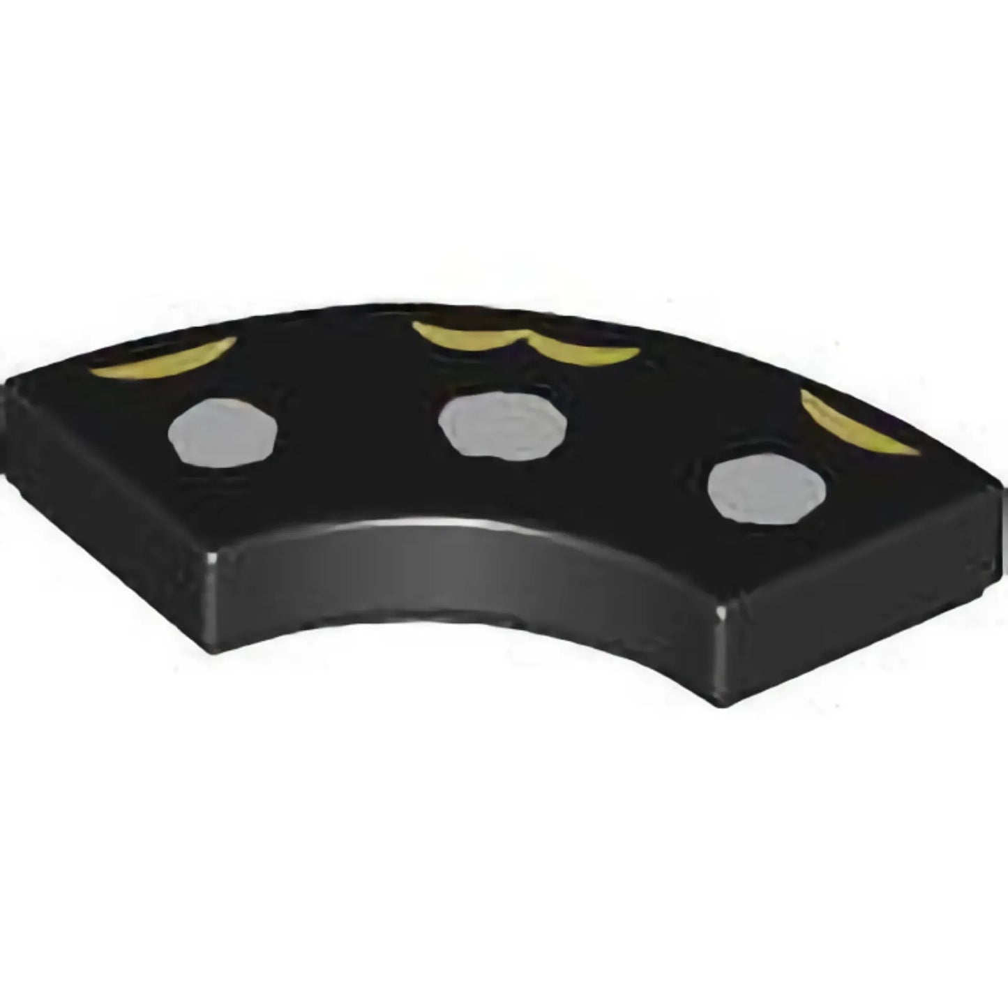 Part 27925pb012 - Tile, Round Corner 2 x 2 Macaroni with White Dots and Bright Light Yellow Semicircles Pattern (Blue Morpho Butterfly Wing Tips)