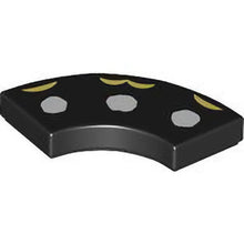 Part 27925pb012 - Tile, Round Corner 2 x 2 Macaroni with White Dots and Bright Light Yellow Semicircles Pattern (Blue Morpho Butterfly Wing Tips)