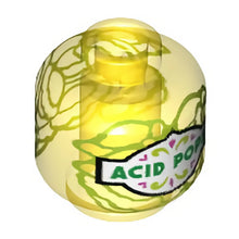 Part 28621pb0030 - Minifigure, Head without Face with Green 'ACID POPS' on White Label Pattern - Vented Stud
