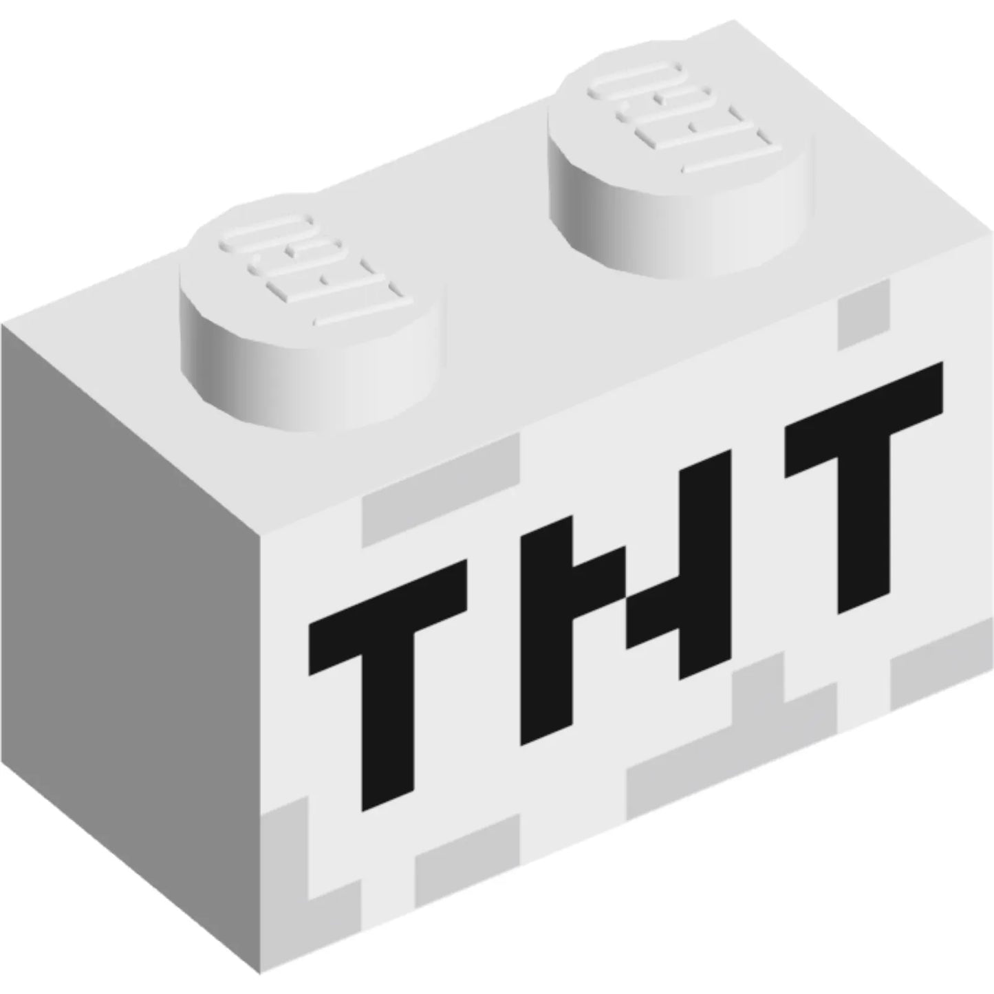 Part 3004pb122 - Brick 1 x 2 with Black 'TNT' Pixelated Pattern