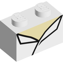 Part 3004pb154 - Brick 1 x 2 with Black Lines and Tan Surface Pattern (BrickHeadz Jack Sparrow Chest)