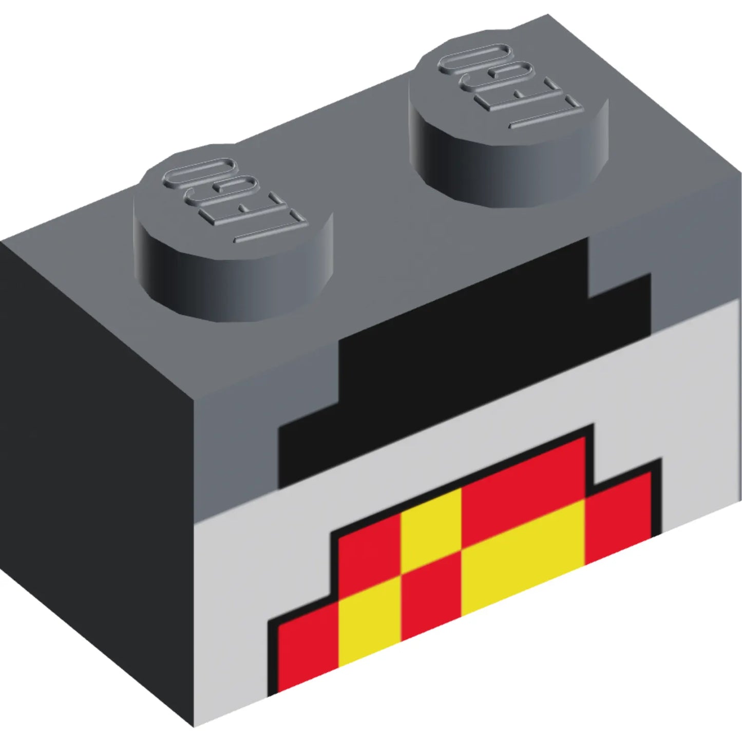 Part 3004pb162 - Brick 1 x 2 with Minecraft Pixelated Furnace Lit Pattern