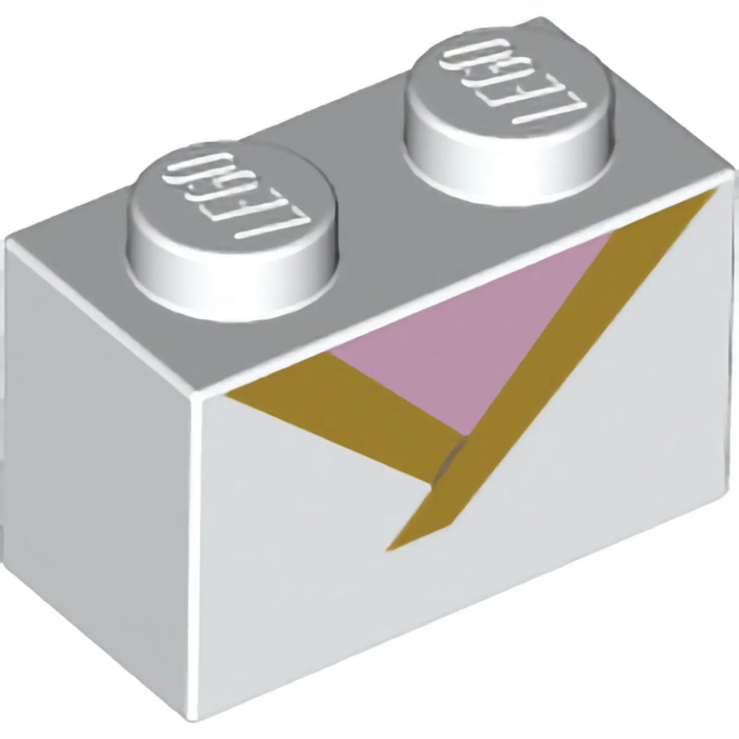Teil 3004pb189 - Ziegel 1 x 2 mit Goldrand und hellrosa Dreiecksmuster