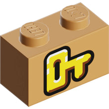 Part 3004pb316 - Brick 1 x 2 with Yellow Key with Black Outline Pattern (Super Mario Key Block)