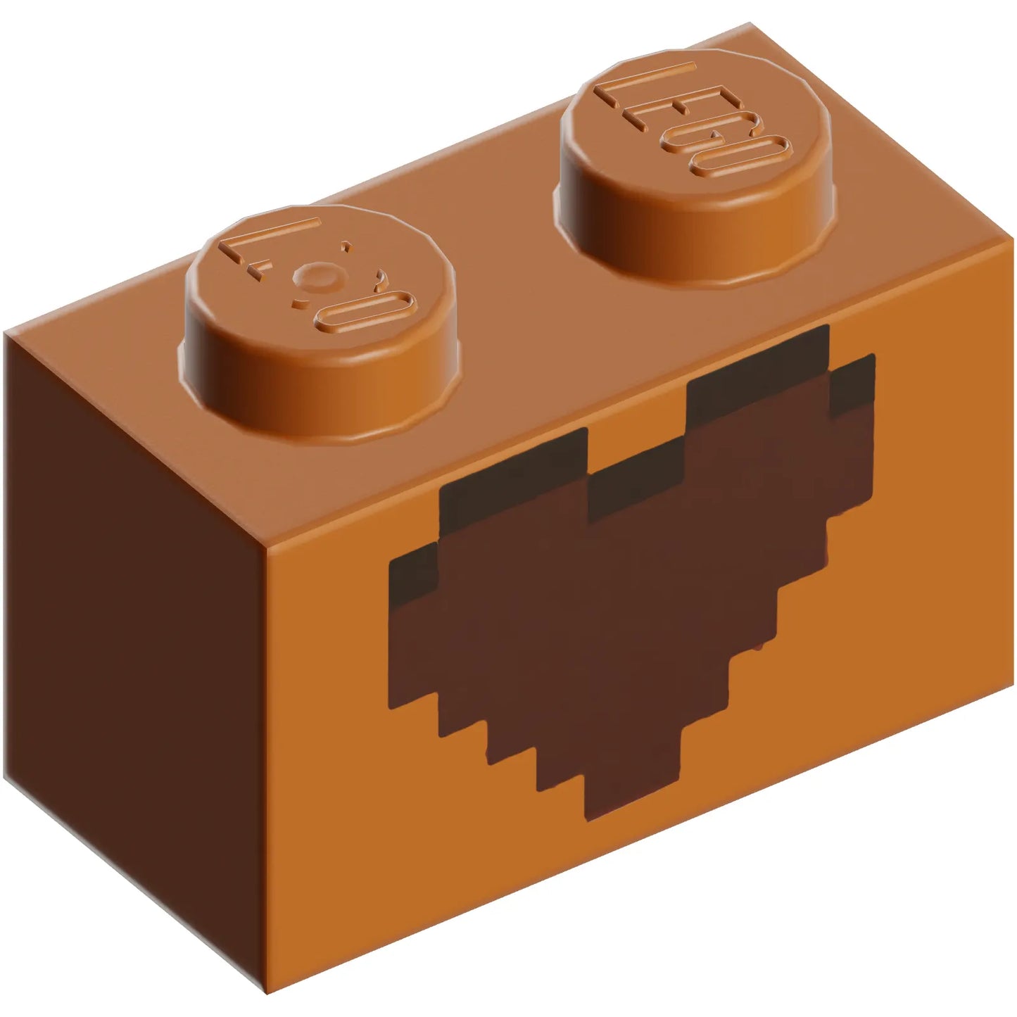 Part 3004pb333 - Brick 1 x 2 with Reddish Brown and Dark Brown Pixelated Heart Decorative Pot Pattern