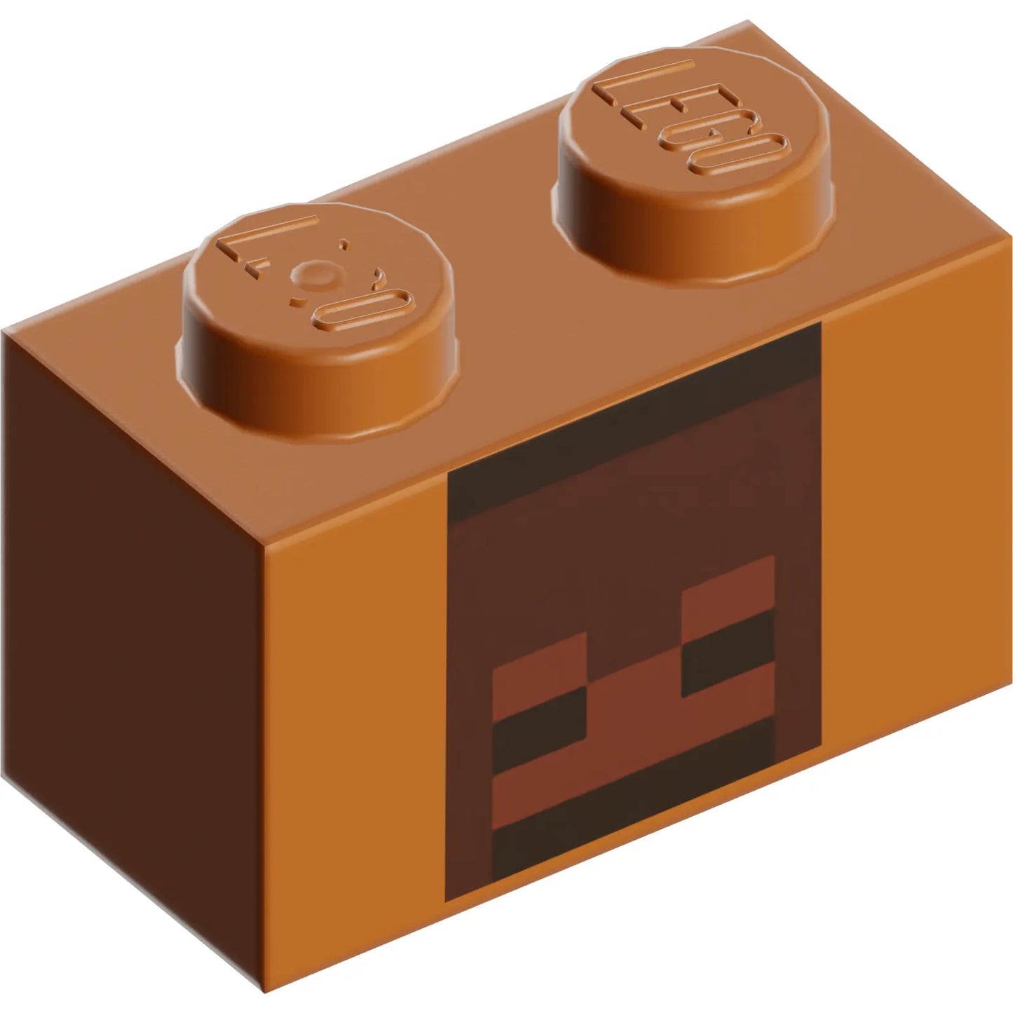 Part 3004pb334 - Brick 1 x 2 with Reddish Brown and Dark Brown Pixelated Skull Decorative Pot Pattern