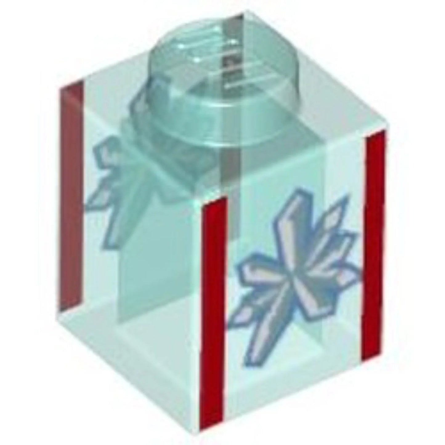 Part 3005pb054 - Brick 1 x 1 with Red Lines, White Crystal Pattern on Both Sides