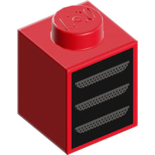 Part 3005pb057 - Brick 1 x 1 with Dark Silver Grille / Air Vents on Black Background Pattern