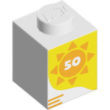 Part 3005pb060 - Brick 1 x 1 with Number 50 in Orange Sun on Yellow Background Pattern