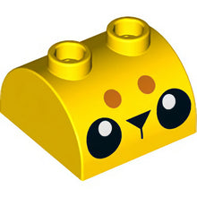 Part 30165pb03 - Slope, Curved 2 x 2 Double with 2 Hollow Studs with Black Eyes, Triangle Nose and 2 Orange Dots Pattern