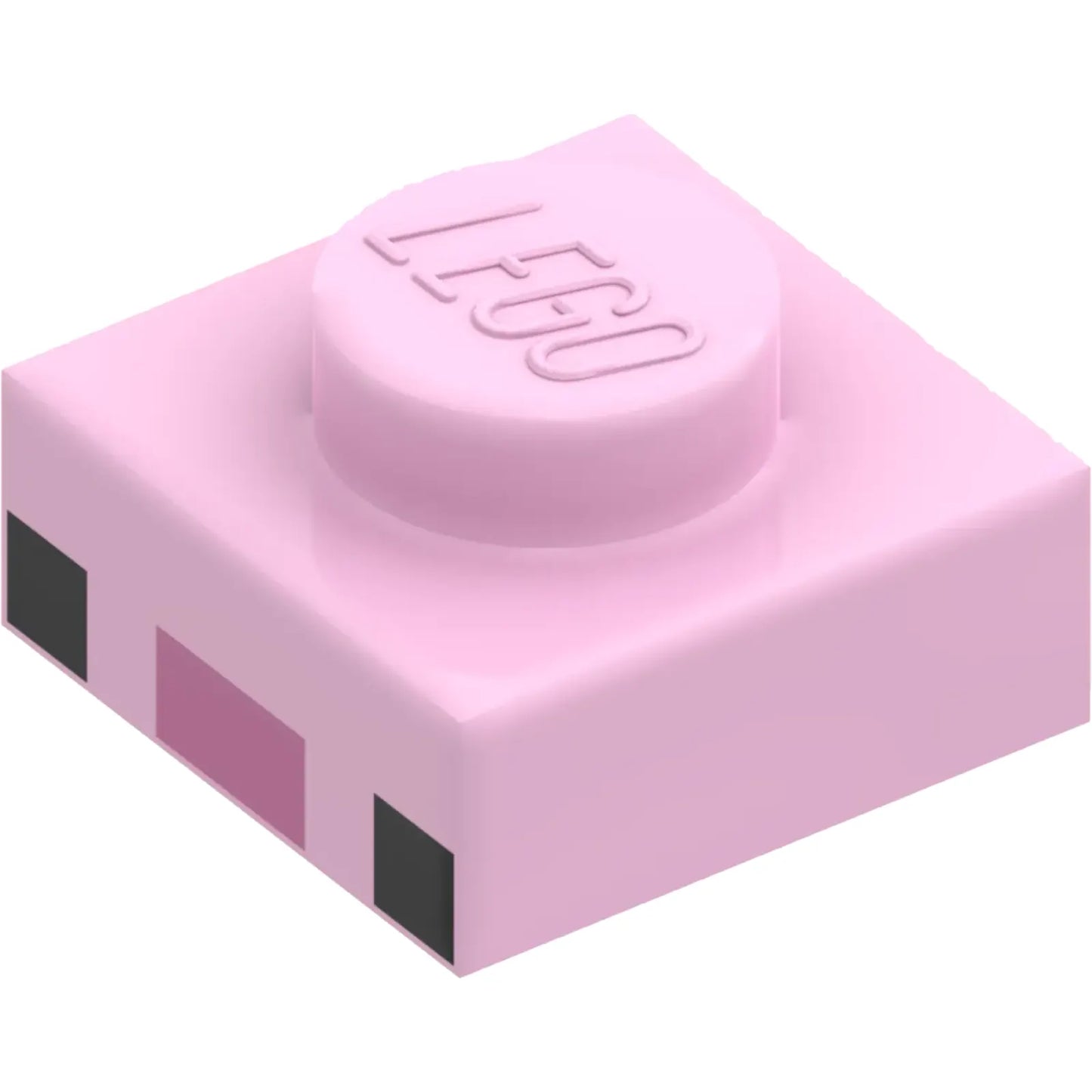 Part 3024pb018 - Plate 1 x 1 with 2 Black Squares and Magenta Rectangle Pattern (Minecraft Axolotl Face)