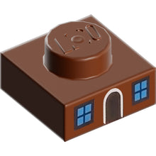 Part 3024pb021 - Plate 1 x 1 with Medium Azure Window Panes and White Doorframe Pattern (Gingerbread House)