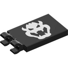Part 30350bpb111 - Tile, Modified 2 x 3 with 2 Clips with White Bowser Head Pattern