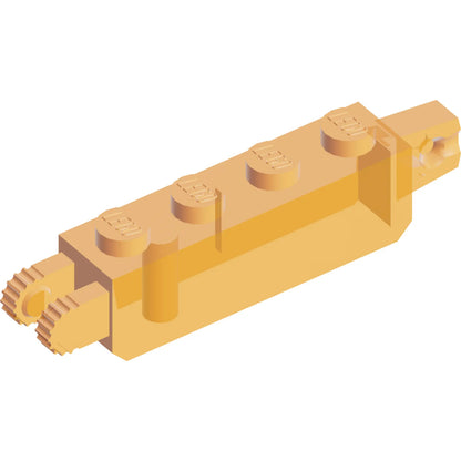 Part 30387 - Hinge Brick 1 x 4 Locking with 1 Finger Vertical End and 2 Fingers Vertical End, 9 Teeth