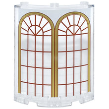 Part 30562pb104 - Cylinder Quarter 4 x 4 x 6 with 2 Arched Windows with Gold Frame, Reddish Brown Lattice and White Panel Pattern