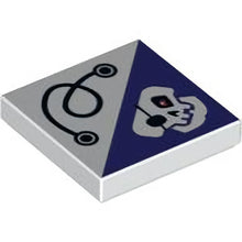 Part 3068pb0394 - Tile 2 x 2 with String and Dark Purple Triangle with Skull with Eye Patch and Red Eye Pattern