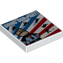 Part 3068pb0985 - Tile 2 x 2 with 'DOING OUR PART!' Superheroes Pattern