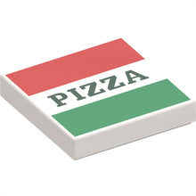 Part 3068pb1045 - Tile 2 x 2 with Red and Green Stripes and Dark Green 'PIZZA' Pattern (Pizza Box)