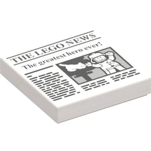 Part 3068pb1105 - Tile 2 x 2 with Newspaper 'THE LEGO NEWS' and 'The greatest hero ever!' Pattern